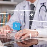 an image of a person on a laptop using AI in healthcare